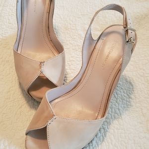 BCBGeneration Light Tan Suede Slingback Wedge